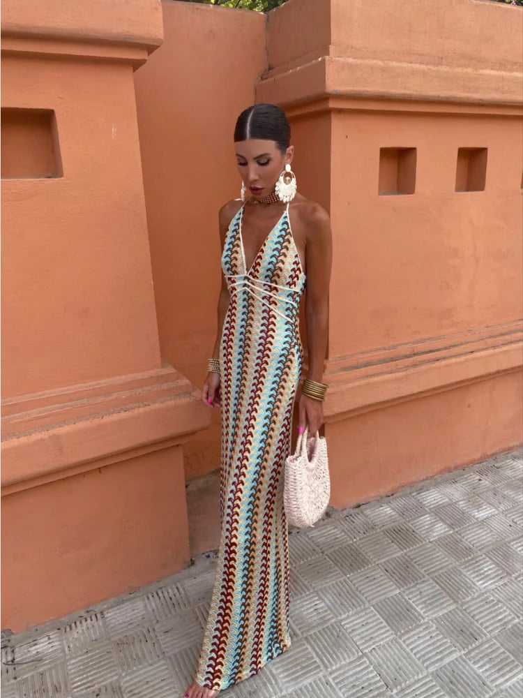 Roxanne™ | Backless Slip Dress with Halter Neck